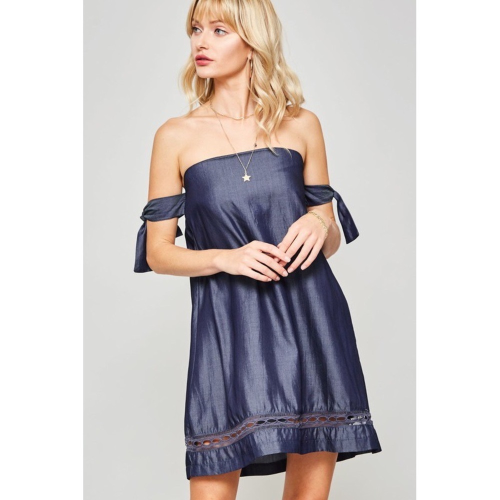 Tencel Chambray Off Shoulder Dress